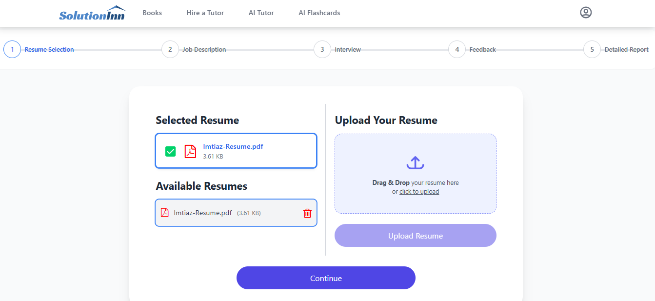 Upload resume